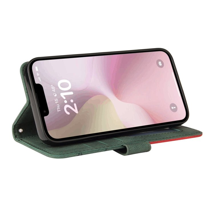 For iPhone 16e Dual-color Splicing Flip Leather Phone Case(Green) by buy2fix