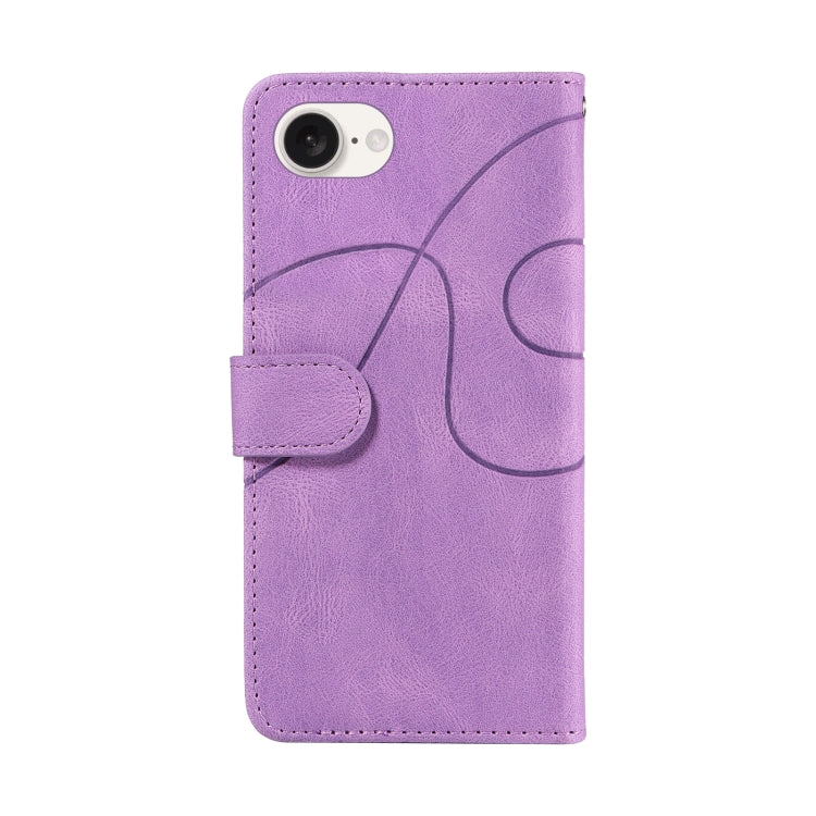 For iPhone 16e Dual-color Splicing Flip Leather Phone Case(Purple) by buy2fix