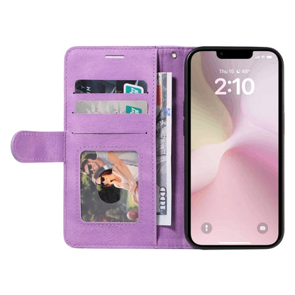 For iPhone 16e Dual-color Splicing Flip Leather Phone Case(Purple) by buy2fix