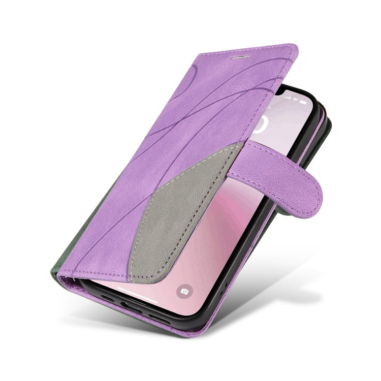 For iPhone 16e Dual-color Splicing Flip Leather Phone Case(Purple) by buy2fix