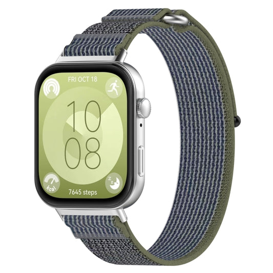 For Huawei Watch Fit3 Loop Nylon Watch Band(Green Grey) - Watch Bands by buy2fix | Online Shopping UK | buy2fix