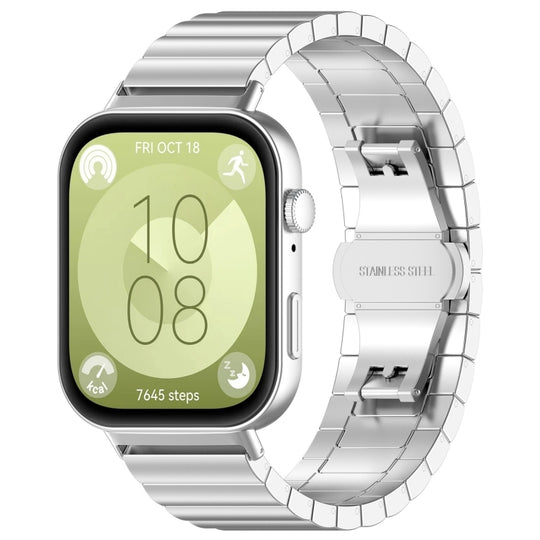 For Huawei Watch Fit 5 / Fit 5 Pro / Fit 4 / Fit 3 One Bead Stainless Steel Watch Band(Silver)