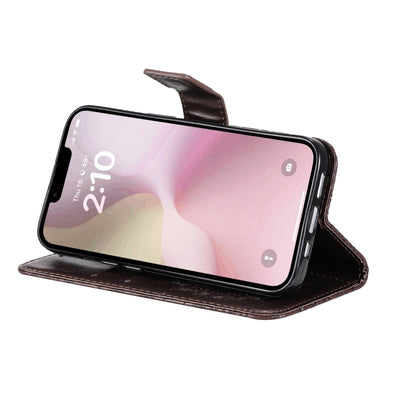 For iPhone 16e Embossed Sunflower Pattern Flip Leather Phone Case(Brown) by buy2fix