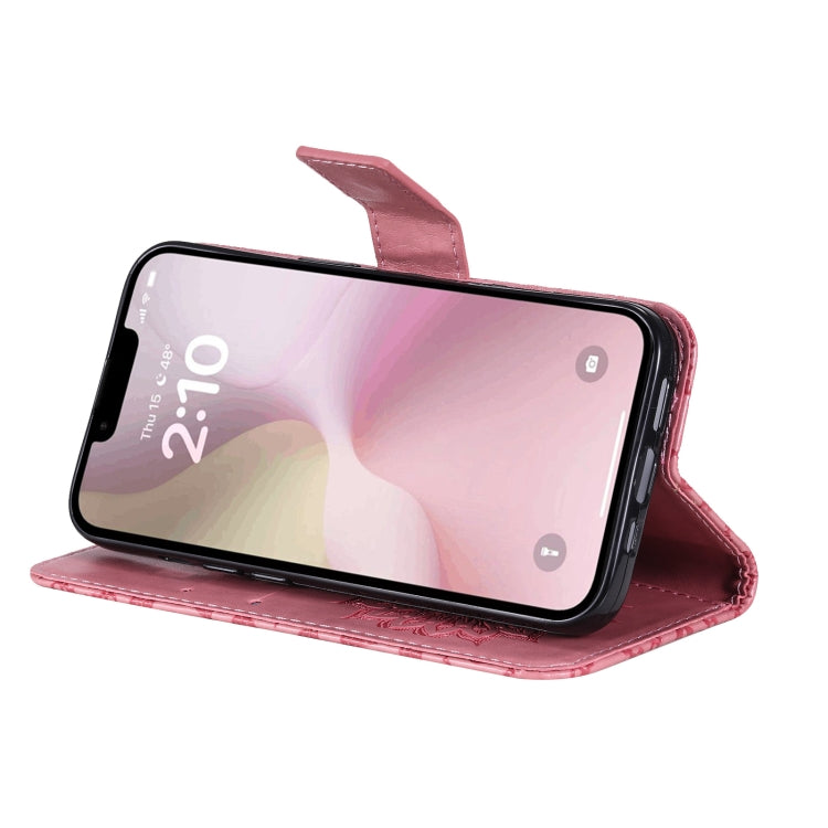 For iPhone 16e Embossed Sunflower Pattern Flip Leather Phone Case(Pink) by buy2fix
