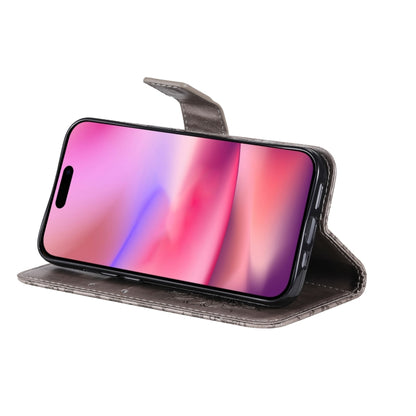 For iPhone 16 Embossed Sunflower Pattern Flip Leather Phone Case(Grey) by buy2fix