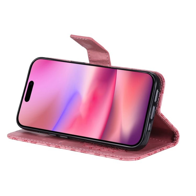 For iPhone 16 Embossed Sunflower Pattern Flip Leather Phone Case(Pink) by buy2fix