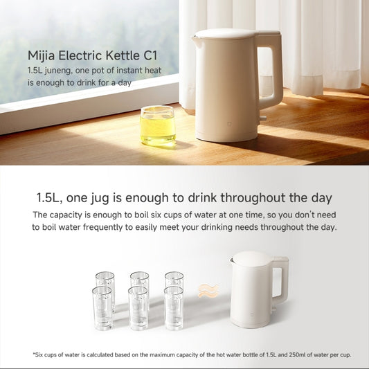 Xiaomi Mijia 1.5L 1500W Electric Kettle C1, CN Plug(White) by Xiaomi