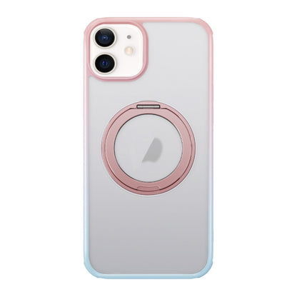 For iPhone 12 MagSafe Holder PC Hybrid TPU Phone Case(Pink Blue) - iPhone 12 / 12 Pro Cases by buy2fix | Online Shopping UK | buy2fix