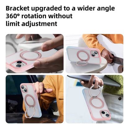 For iPhone 12 MagSafe Holder PC Hybrid TPU Phone Case(Pink Blue) - iPhone 12 / 12 Pro Cases by buy2fix | Online Shopping UK | buy2fix