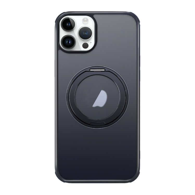 For iPhone 12 Pro MagSafe Holder PC Hybrid TPU Phone Case(Matte Black) - iPhone 12 / 12 Pro Cases by buy2fix | Online Shopping UK | buy2fix