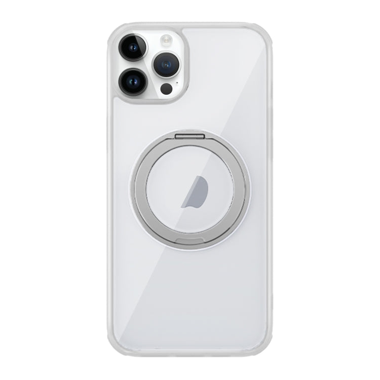 For iPhone 12 Pro MagSafe Holder PC Hybrid TPU Phone Case(Transparent White) - iPhone 12 / 12 Pro Cases by buy2fix | Online Shopping UK | buy2fix