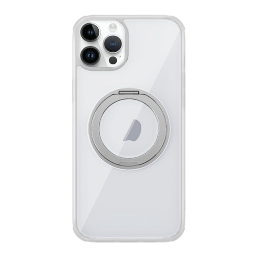 For iPhone 12 Pro MagSafe Holder PC Hybrid TPU Phone Case(Transparent White) - iPhone 12 / 12 Pro Cases by buy2fix | Online Shopping UK | buy2fix