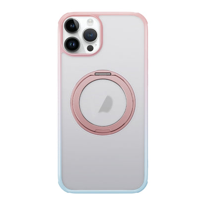 For iPhone 12 Pro Max MagSafe Holder PC Hybrid TPU Phone Case(Pink Blue) - iPhone 12 Pro Max Cases by buy2fix | Online Shopping UK | buy2fix