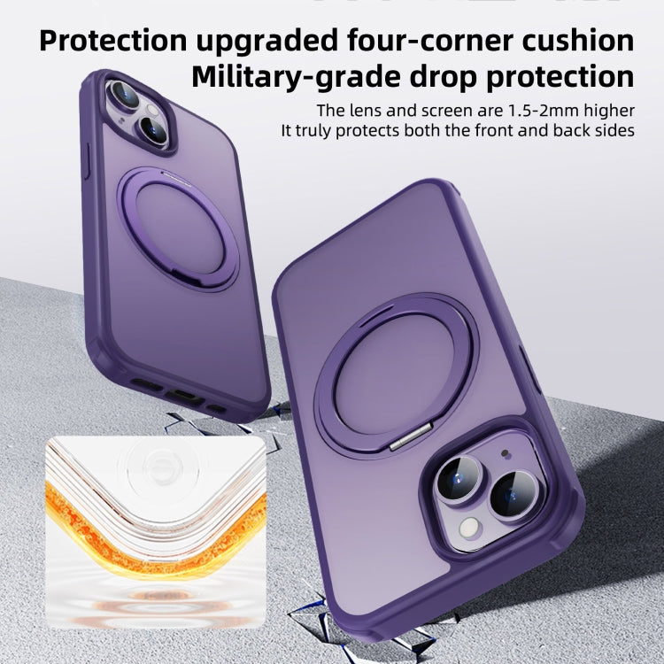 For iPhone 12 Pro Max MagSafe Holder PC Hybrid TPU Phone Case(Matte Purple) - iPhone 12 Pro Max Cases by buy2fix | Online Shopping UK | buy2fix