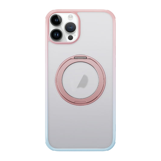 For iPhone 13 Pro MagSafe Holder PC Hybrid TPU Phone Case(Pink Blue) - iPhone 13 Pro Cases by buy2fix | Online Shopping UK | buy2fix