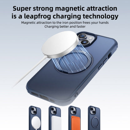 For iPhone 13 Pro MagSafe Holder PC Hybrid TPU Phone Case(Matte Blue) - iPhone 13 Pro Cases by buy2fix | Online Shopping UK | buy2fix