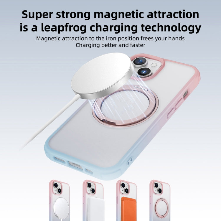For iPhone 13 Pro Max MagSafe Holder PC Hybrid TPU Phone Case(Pink Blue) - iPhone 13 Pro Max Cases by buy2fix | Online Shopping UK | buy2fix
