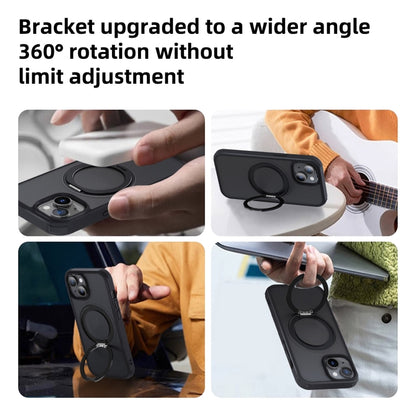 For iPhone 13 Pro Max MagSafe Holder PC Hybrid TPU Phone Case(Matte Black) - iPhone 13 Pro Max Cases by buy2fix | Online Shopping UK | buy2fix