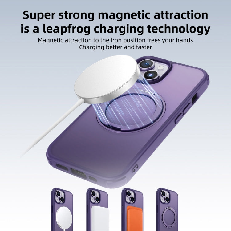 For iPhone 13 Pro Max MagSafe Holder PC Hybrid TPU Phone Case(Matte Purple) - iPhone 13 Pro Max Cases by buy2fix | Online Shopping UK | buy2fix