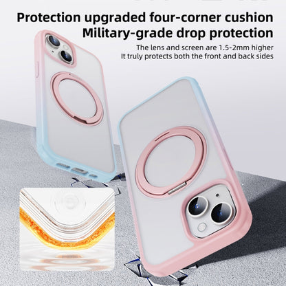 For iPhone 14 Plus MagSafe Holder PC Hybrid TPU Phone Case(Pink Blue) - iPhone 14 Plus Cases by buy2fix | Online Shopping UK | buy2fix