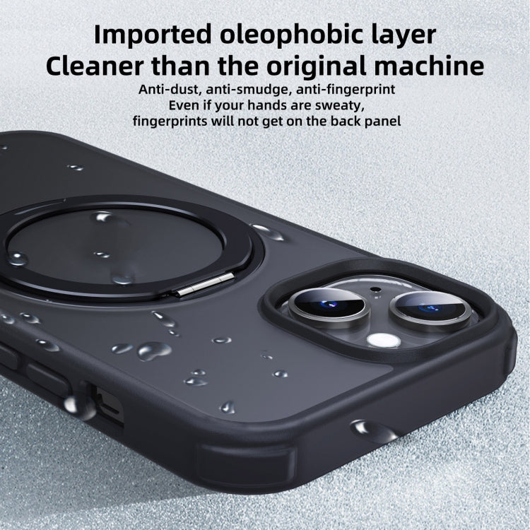 For iPhone 14 Plus MagSafe Holder PC Hybrid TPU Phone Case(Matte Black) - iPhone 14 Plus Cases by buy2fix | Online Shopping UK | buy2fix