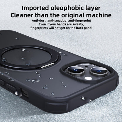 For iPhone 14 Plus MagSafe Holder PC Hybrid TPU Phone Case(Matte Black) - iPhone 14 Plus Cases by buy2fix | Online Shopping UK | buy2fix