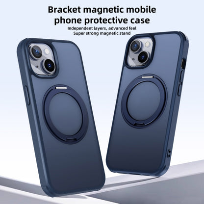 For iPhone 14 Plus MagSafe Holder PC Hybrid TPU Phone Case(Matte Blue) - iPhone 14 Plus Cases by buy2fix | Online Shopping UK | buy2fix