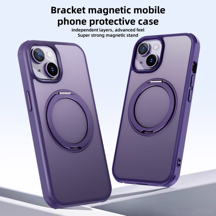 For iPhone 14 Plus MagSafe Holder PC Hybrid TPU Phone Case(Matte Purple) - iPhone 14 Plus Cases by buy2fix | Online Shopping UK | buy2fix