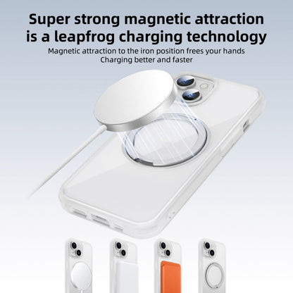 For iPhone 14 Plus MagSafe Holder PC Hybrid TPU Phone Case(Transparent White) - iPhone 14 Plus Cases by buy2fix | Online Shopping UK | buy2fix
