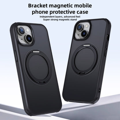 For iPhone 14 Pro MagSafe Holder PC Hybrid TPU Phone Case(Matte Black) - iPhone 14 Pro Cases by buy2fix | Online Shopping UK | buy2fix