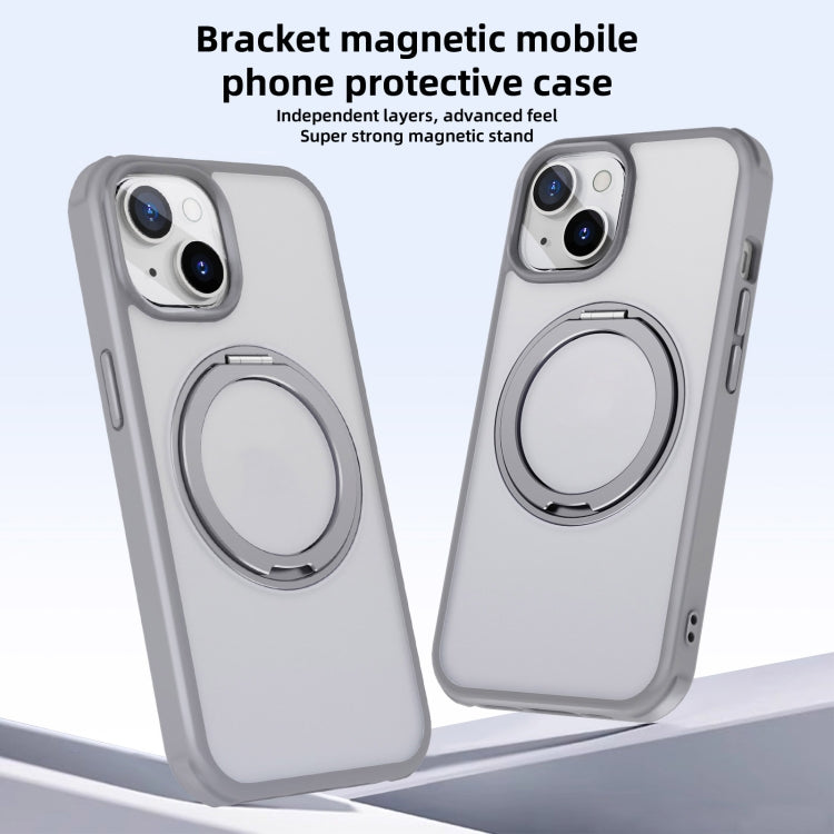 For iPhone 14 Pro MagSafe Holder PC Hybrid TPU Phone Case(Matte Grey) - iPhone 14 Pro Cases by buy2fix | Online Shopping UK | buy2fix