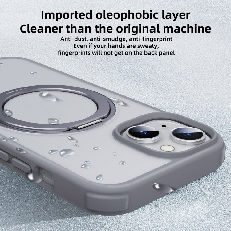 For iPhone 14 Pro MagSafe Holder PC Hybrid TPU Phone Case(Matte Grey) - iPhone 14 Pro Cases by buy2fix | Online Shopping UK | buy2fix