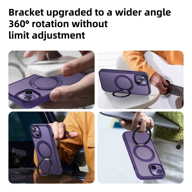 For iPhone 14 Pro MagSafe Holder PC Hybrid TPU Phone Case(Matte Purple) - iPhone 14 Pro Cases by buy2fix | Online Shopping UK | buy2fix
