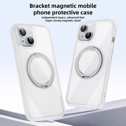 For iPhone 14 Pro MagSafe Holder PC Hybrid TPU Phone Case(Transparent White) - iPhone 14 Pro Cases by buy2fix | Online Shopping UK | buy2fix