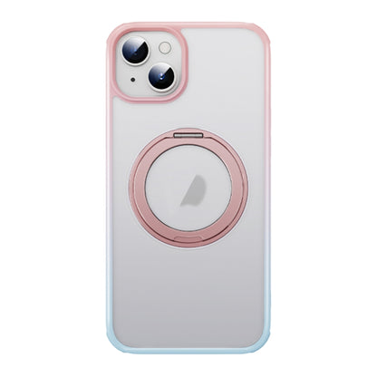 For iPhone 15 MagSafe Holder PC Hybrid TPU Phone Case(Pink Blue) - iPhone 15 Cases by buy2fix | Online Shopping UK | buy2fix