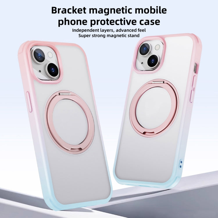 For iPhone 15 MagSafe Holder PC Hybrid TPU Phone Case(Pink Blue) - iPhone 15 Cases by buy2fix | Online Shopping UK | buy2fix