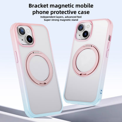 For iPhone 15 MagSafe Holder PC Hybrid TPU Phone Case(Pink Blue) - iPhone 15 Cases by buy2fix | Online Shopping UK | buy2fix