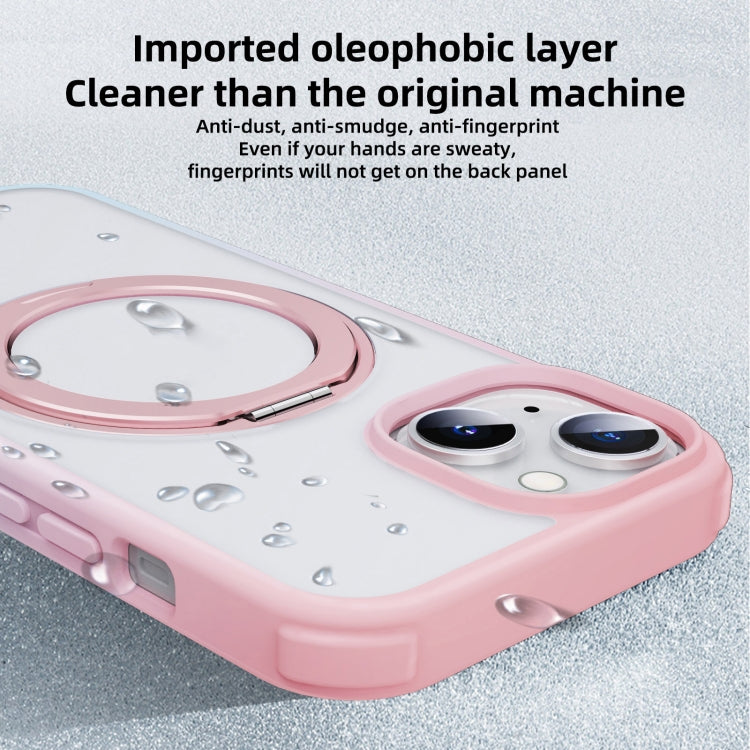 For iPhone 15 MagSafe Holder PC Hybrid TPU Phone Case(Pink Blue) - iPhone 15 Cases by buy2fix | Online Shopping UK | buy2fix