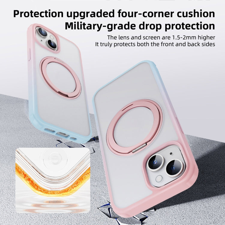 For iPhone 15 MagSafe Holder PC Hybrid TPU Phone Case(Pink Blue) - iPhone 15 Cases by buy2fix | Online Shopping UK | buy2fix