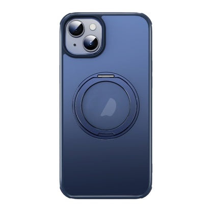 For iPhone 15 MagSafe Holder PC Hybrid TPU Phone Case(Matte Blue) - iPhone 15 Cases by buy2fix | Online Shopping UK | buy2fix