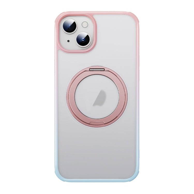 For iPhone 15 Plus MagSafe Holder PC Hybrid TPU Phone Case(Pink Blue) - iPhone 15 Plus Cases by buy2fix | Online Shopping UK | buy2fix