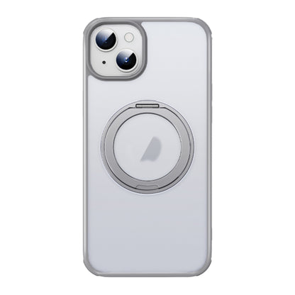 For iPhone 15 Plus MagSafe Holder PC Hybrid TPU Phone Case(Matte Grey) - iPhone 15 Plus Cases by buy2fix | Online Shopping UK | buy2fix