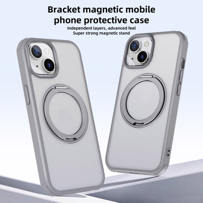 For iPhone 15 Plus MagSafe Holder PC Hybrid TPU Phone Case(Matte Grey) - iPhone 15 Plus Cases by buy2fix | Online Shopping UK | buy2fix