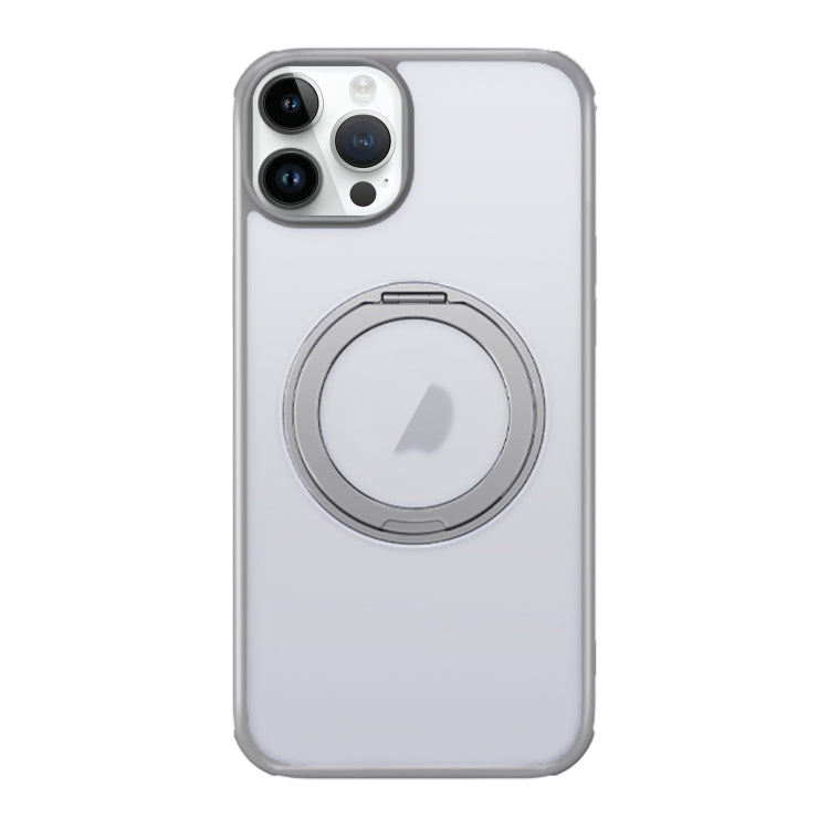 For iPhone 15 Pro MagSafe Holder PC Hybrid TPU Phone Case(Matte Grey) - iPhone 15 Pro Cases by buy2fix | Online Shopping UK | buy2fix
