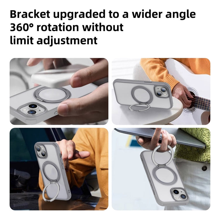 For iPhone 15 Pro MagSafe Holder PC Hybrid TPU Phone Case(Matte Grey) - iPhone 15 Pro Cases by buy2fix | Online Shopping UK | buy2fix