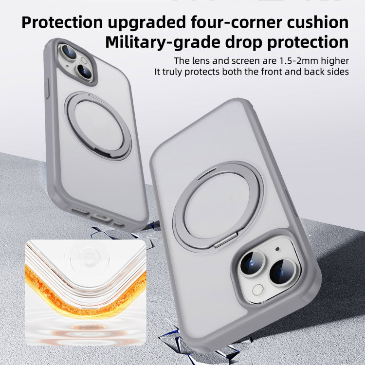 For iPhone 15 Pro MagSafe Holder PC Hybrid TPU Phone Case(Matte Grey) - iPhone 15 Pro Cases by buy2fix | Online Shopping UK | buy2fix