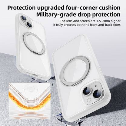 For iPhone 15 Pro MagSafe Holder PC Hybrid TPU Phone Case(Transparent White) - iPhone 15 Pro Cases by buy2fix | Online Shopping UK | buy2fix