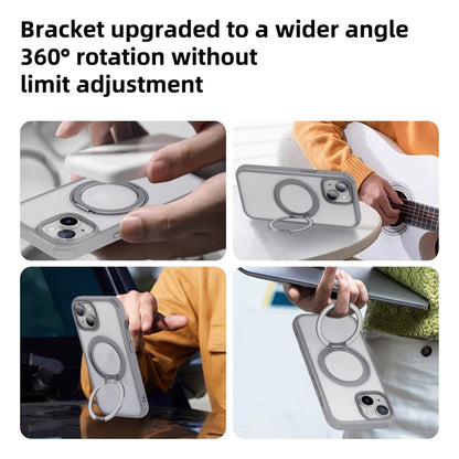 For iPhone 15 Pro Max MagSafe Holder PC Hybrid TPU Phone Case(Matte Grey) - iPhone 15 Pro Max Cases by buy2fix | Online Shopping UK | buy2fix