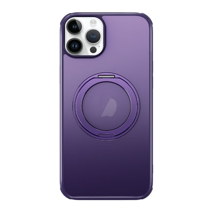 For iPhone 15 Pro Max MagSafe Holder PC Hybrid TPU Phone Case(Matte Purple) - iPhone 15 Pro Max Cases by buy2fix | Online Shopping UK | buy2fix