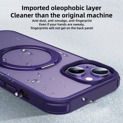 For iPhone 15 Pro Max MagSafe Holder PC Hybrid TPU Phone Case(Matte Purple) - iPhone 15 Pro Max Cases by buy2fix | Online Shopping UK | buy2fix